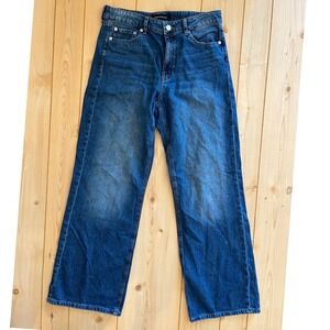 Aeropostale Women High Rise Wide Leg Blue Jeans Y2K Boho 29x31 Medium Wash Denim